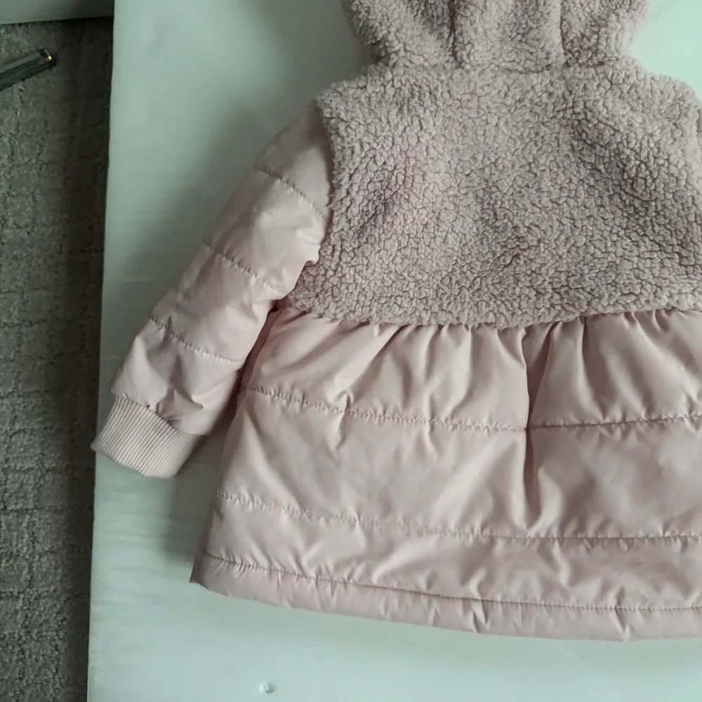 Janie‎ and Jack The Quilted Sherpa Coat in Peach Candy Size 6-12 Months NWT